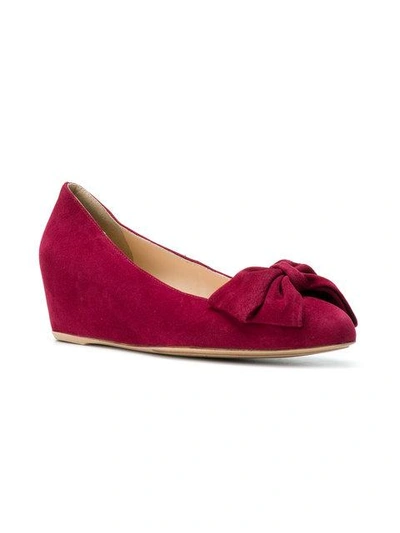 Shop Hogl Wedge Bow Ballerinas In Red