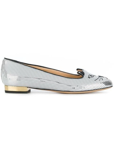 Shop Charlotte Olympia Disco Kitty Slippers In Metallic