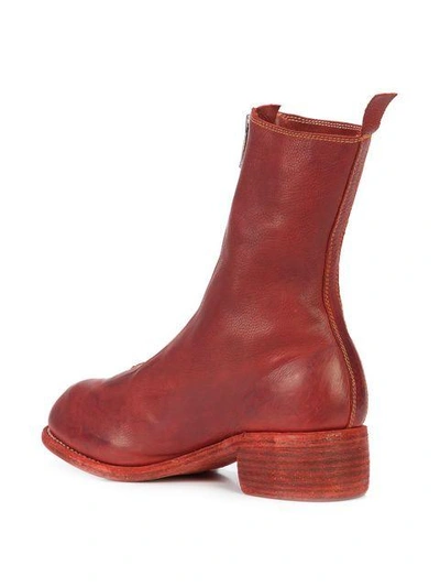Guidi Front Zip Boots - Red In Red