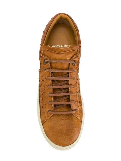 Shop Saint Laurent Classic Court Sneakers - Brown