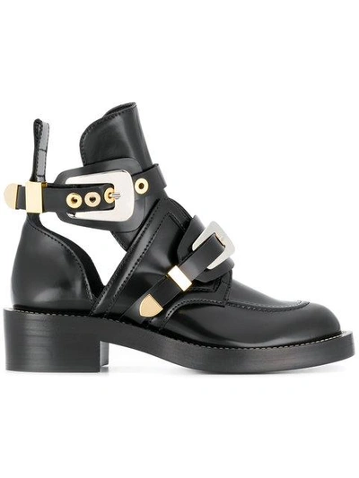 Shop Balenciaga Black Ceinture Leather Ankle Boots In 1000 Black