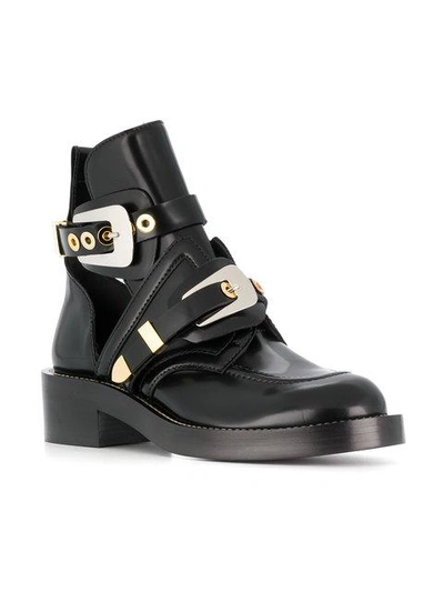 Shop Balenciaga Black Ceinture Leather Ankle Boots In 1000 Black