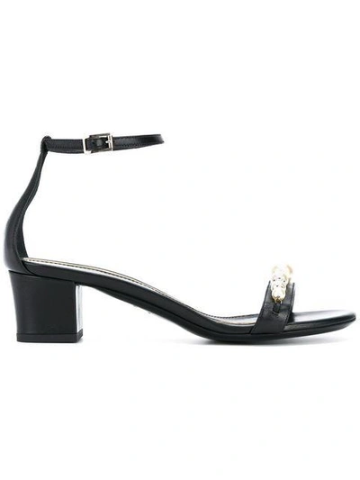 Shop Lanvin Rhinestone Pearl Embellished Sandals - Black