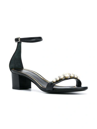 Shop Lanvin Rhinestone Pearl Embellished Sandals - Black