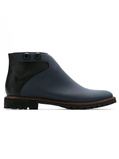 Shop Sarah Chofakian Leather Ankle Boots In Blue