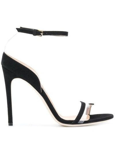 Shop Sergio Rossi Open Toe Slingback Sandals In Black