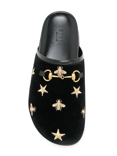 Shop Gucci Embroidered Clog Mules - Black