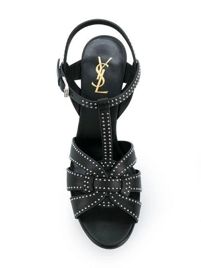 Shop Saint Laurent Tribute Studded Sandals - Black