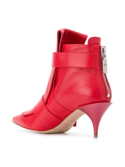 Shop Alexander Mcqueen Buckled Ankle Boots - Red