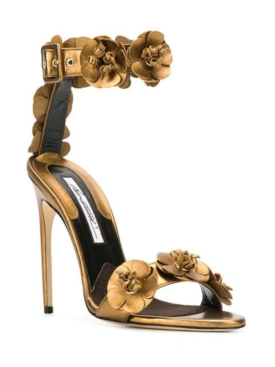 Shop Brian Atwood 3d Flower Detail Sandals In Brown