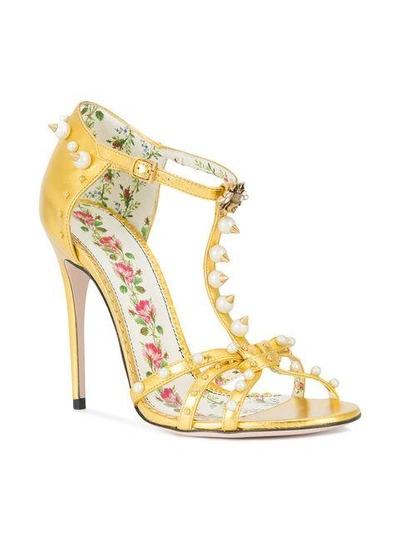 Shop Gucci Regina Sandals In Metallic