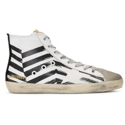 Shop Golden Goose White Flag Francy High-top Sneakers In White Leath