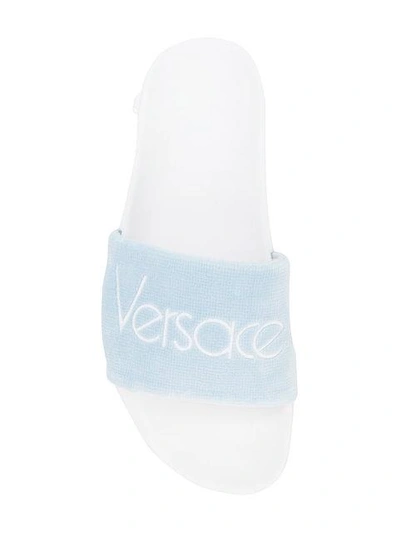 Shop Versace Logo Slides In White