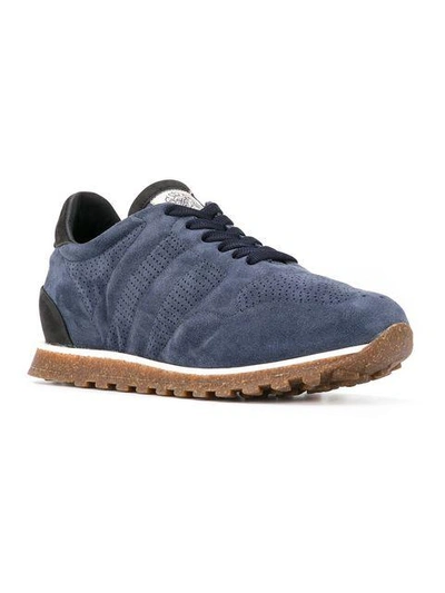 Shop Alberto Fasciani Perforated Detail Trainers - Blue