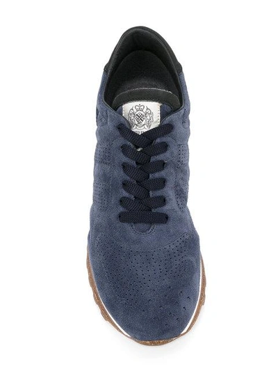 Shop Alberto Fasciani Perforated Detail Trainers - Blue