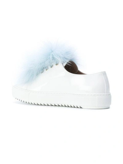 Shop Mr & Mrs Italy Fur Trim Embellished Sneakers In Blue