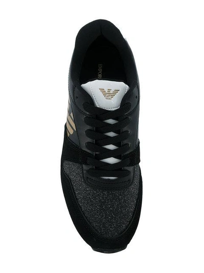 Shop Emporio Armani Flatform Logo Sneakers - Black