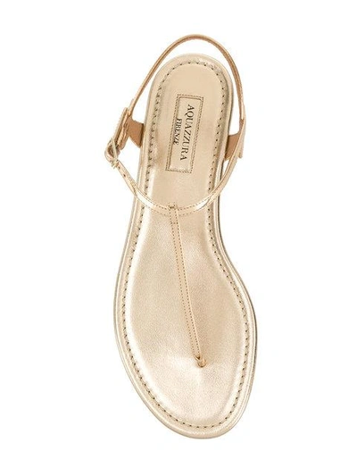 Shop Aquazzura Almost Bare Flat Sandals In Metallic