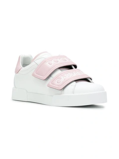 Shop Dolce & Gabbana Logo Strap Sneakers In White