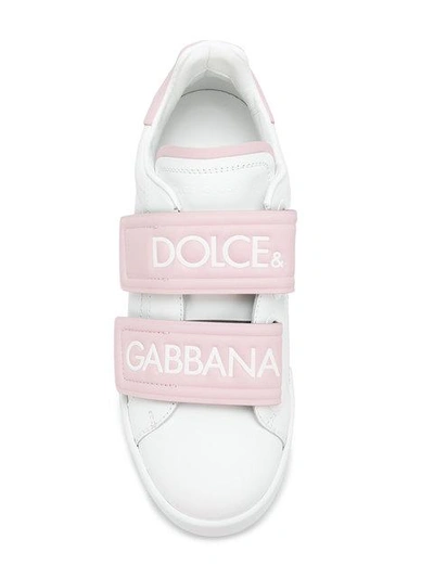 Shop Dolce & Gabbana Logo Strap Sneakers In White