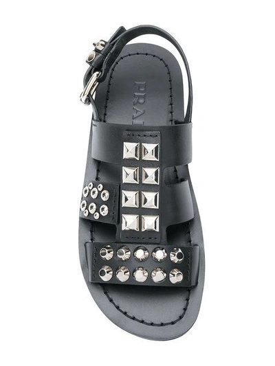 Shop Prada Studded Sandals In Black