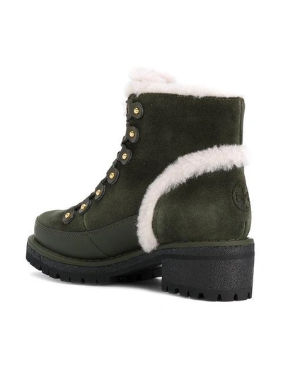 Tory Burch 30mm Cooper Suede & Shearling Boots In Green | ModeSens