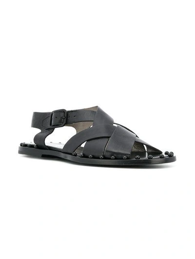 Shop Agl Attilio Giusti Leombruni Agl Crossover Strap Sandals - Black