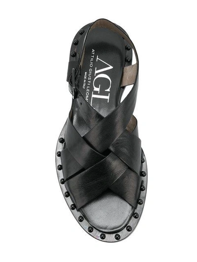 Shop Agl Attilio Giusti Leombruni Agl Crossover Strap Sandals - Black