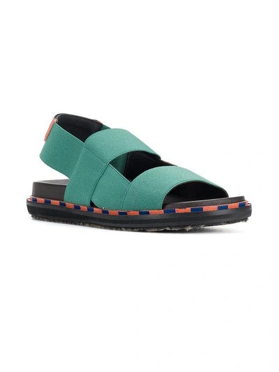 Shop Marni Double Strap Sandals In Green