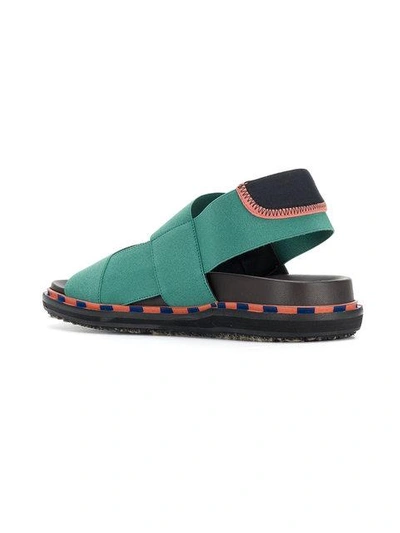 Shop Marni Double Strap Sandals In Green
