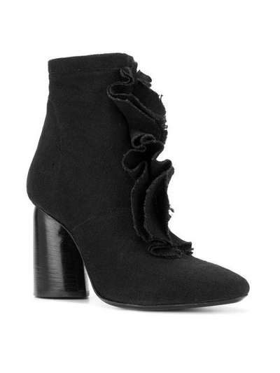 Shop Cinzia Araia Ruffle Trim Boots In Black