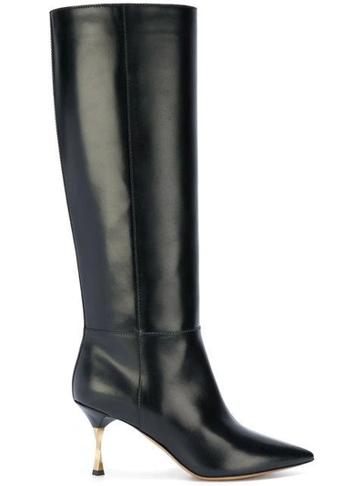 Shop Valentino Garavani Mid-calf Boots With Screw Heel In Black