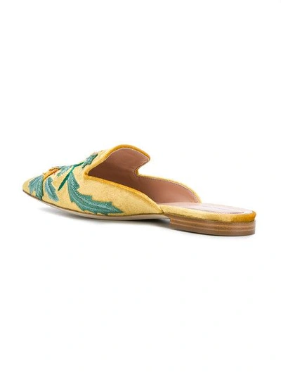 Shop Alberta Ferretti Mia Embroidered Mules In Yellow