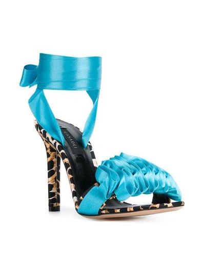 Shop Casadei Ruffled Sandals - Blue