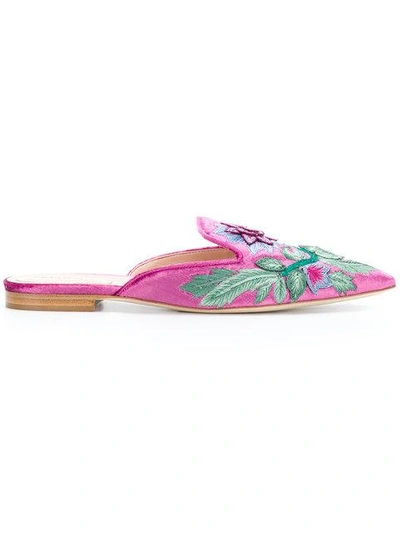 Shop Alberta Ferretti Mia Embroidered Mules In Pink