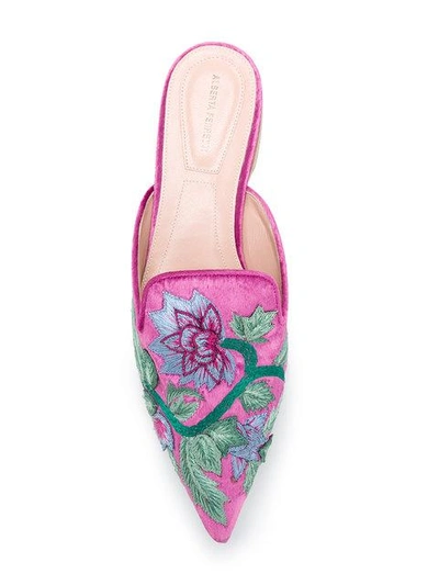 Shop Alberta Ferretti Mia Embroidered Mules In Pink