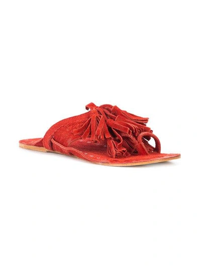 Shop Figue Scaramouche Tasseled Sandals - Red
