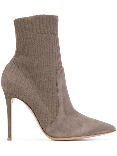 Shop Gianvito Rossi Knitted Ankle Sock Boots