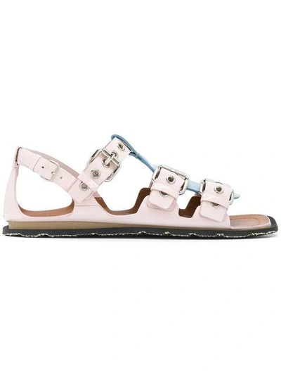 Shop Miu Miu T-strap Buckle Sandals In Pink