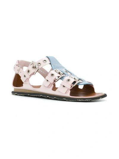 Shop Miu Miu T-strap Buckle Sandals In Pink