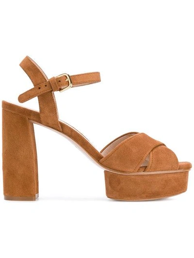 Shop Stuart Weitzman Platform Crossover Strap Sandals