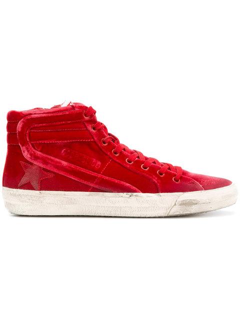 red velvet golden goose sneakers