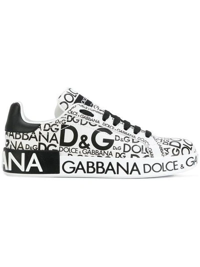 Shop Dolce & Gabbana Logo Print Sneakers In White