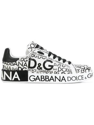 Dolce & Gabbana Logo-print Platform Sneakers In Black White | ModeSens