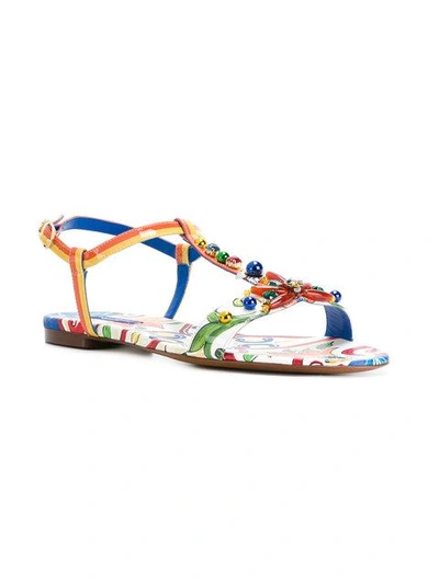 Shop Dolce & Gabbana Belucci Majolica Print Thong Sandals In Multicolour