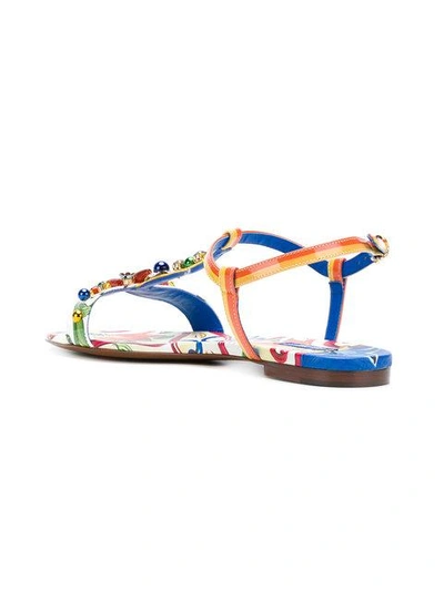 Shop Dolce & Gabbana Belucci Majolica Print Thong Sandals In Multicolour