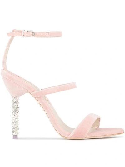 Shop Sophia Webster Pink Rosalind Crystal 110 Velvet Sandals