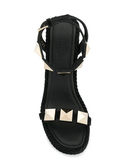 Shop Valentino Wedge Stud Sandals In Black