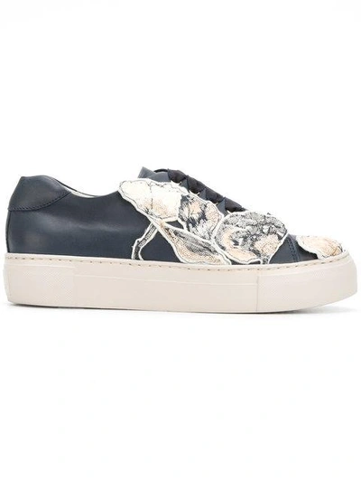 Shop Agl Attilio Giusti Leombruni Floral Patched Sneakers In Blue