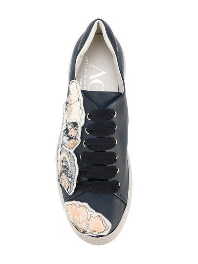 Shop Agl Attilio Giusti Leombruni Floral Patched Sneakers In Blue